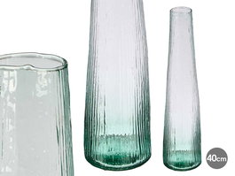 Giftdecor Violetero Rayas Vidrio Transparente 40 cm Alto 460 ml Capacidad 9 cm Ancho (Set de 6)