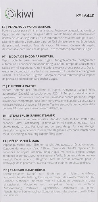 Kiwi Plancha de Vapor Vertical Portátil 1000W, 15 cm Ancho x 25.5 cm Alto x 11 cm Largo, 3.78 kg (4 Unidades)