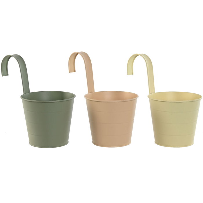 DKD Home Decor Set de 3 Maceteros Metálicos Surtidos 14x14x23 cm