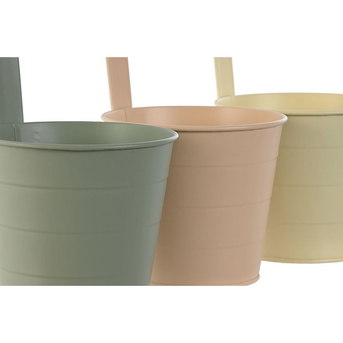 DKD Home Decor Set de 3 Maceteros Metálicos Surtidos 14x14x23 cm