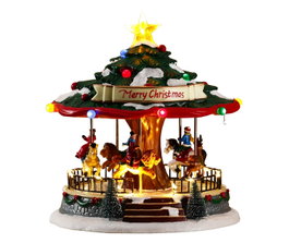 DKD Home Decor Carrusel LED Multicolor con Movimiento y Música