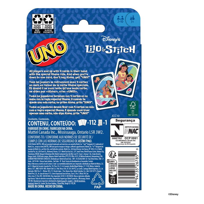 Mattel UNO Lilo & Stitch Disney Juego de Cartas Temático Mattel UNO Lilo & Stitch Disney Juego de Cartas Temático