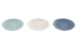 DKD Home Decor Bandeja Vaciabolsillos Atlantico Blanco Azul Resina 15 x 15 x 2 cm (12 Unidades)