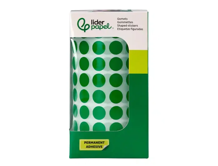 Liderpapel Gomets autoadhesivos círculos verdes 10,5 mm rollo de 6000 unidades