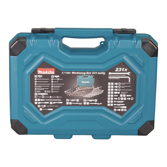 Makita E-17980 Kit Herramientas 231 Piezas, Llaves, Destornilladores, Carraca, Azul Makita E-17980 Kit Herramientas 231 Piezas, Llaves, Destornilladores, Carraca, Azul