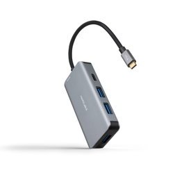 NANOCABLE HUB USB-C 5 en 1, Conversor 3.2 GEN1 5G a 3 x USB-A 3.0 + USB-C + USB-C PD 100W, Aluminio, 15 cm, Gris, USB 3.2 Gen 1 (3.1 Gen 1) Type-C, USB 3.2 Gen
