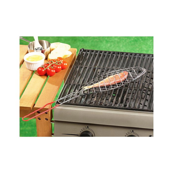 Bbq Collection Parrilla Doble para Pescado Inoxidable 13,5 x 42,5 cm Barbacoa Cromo