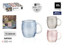 La Mediterranea Jarra Mug Vidrio Stones 350 ml (24 Unidades) Fabricación en Pack de 24
