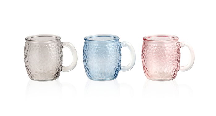 La Mediterranea Jarra o Mug de Vidrio con Diseño Piedras Stones, 350 ml, 12.5 x 9.5 x 10 cm (24 Unidades)