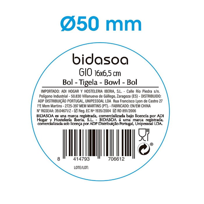 Bol Irregular Cerámico Gio Bidasoa 16x6,5 cm (24 Unidades)