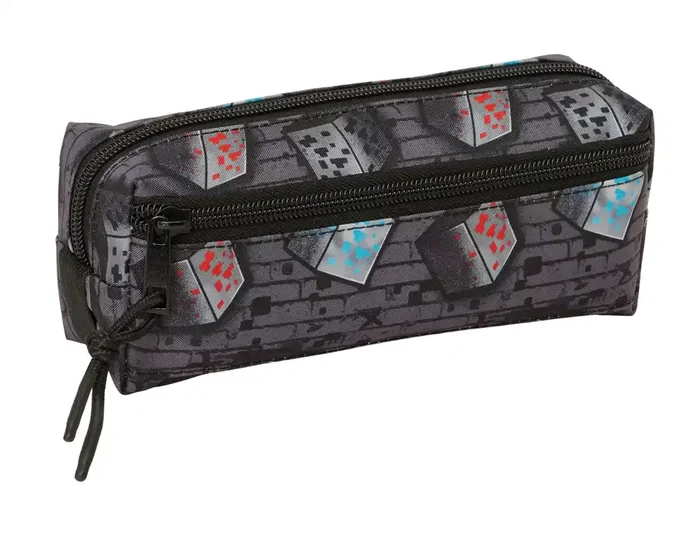 Safta Estuche Portatodo Rectangular Minecraft de 3 Cremalleras 22 cm Grafitti (85x220x60 mm)