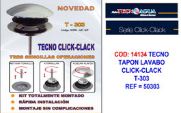 TECNO Tapón de lavabo click-clack T-303=50303