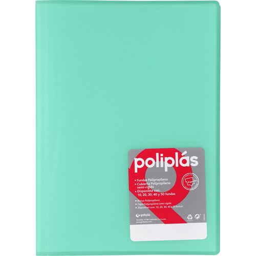 POLIPLAS Carpeta con fundas tipo tarifario en polipropileno, verde menta (Set de 8) POLIPLAS Carpeta con fundas tipo tarifario en polipropileno, verde menta (Set de 8)