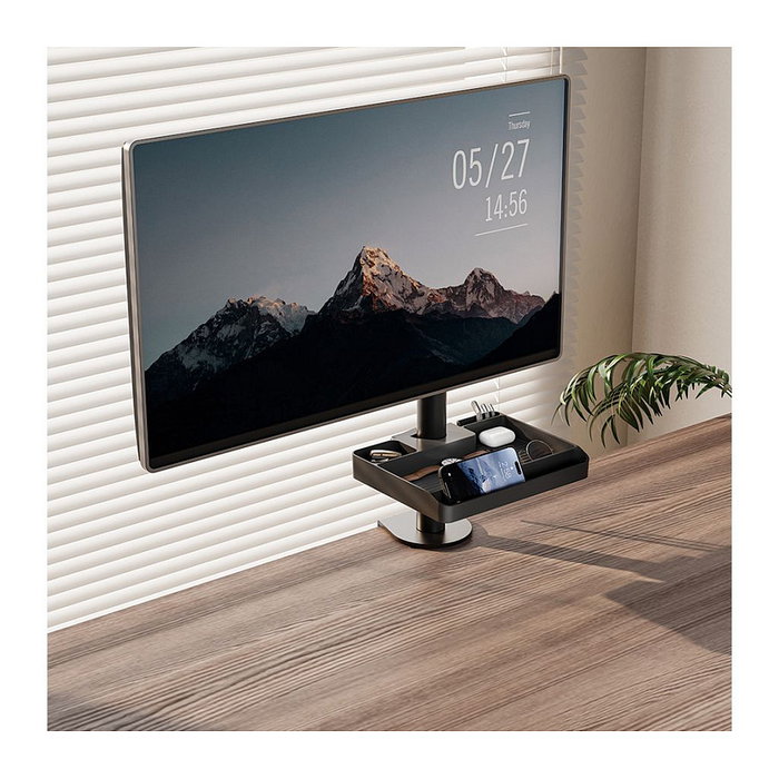 VALUE 17.99.1184 Ablagefach para Montaje en Mástil, Capacidad 3 kg, Compatible con Diámetros 30-48 mm (1,2"-1,9"), Negro