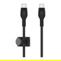 Belkin Cable USB-C a USB-C 2.0 con trenzado de silicona, 2 metros, negro