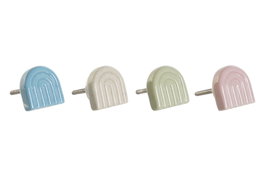 DKD Home Decor Pomo Cerámica Hierro Azul Rosa Verde Blanco 5.5 x 4 x 4 cm (12 Unidades)