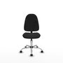 Silla de oficina Algarra con mecanismo Contacto permanente básico tapizada con Similpiel color Negro. Equipada con Base cromada, Sin brazos y Ruedas de parqué