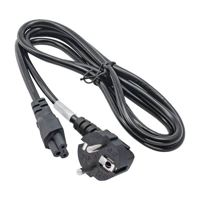 Akyga Cable de Alimentación AK-NB-01A para Portátiles, IEC C5 250V/50Hz 1.5m, Negro, Conectores CEE7/7 y C5 Acoplador Macho