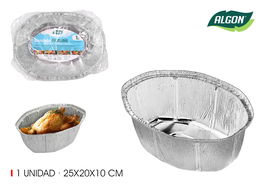Algon Bandeja Oval para Pollo Entero 25 cm x 20 cm x 10 cm (24 Unidades)