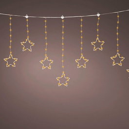 Lumineo Cortina de luces LED con estrellas, blanco cálido, 1,2 m
