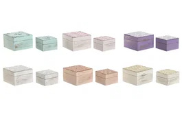 DKD Home Decor Joyero Indio Rosa Lila Set de 2 Piezas Materiales: Mango, Acrilico Dimensiones: 10 x 6.6 x 10 cm Surtido Multicolor (6 Unidades)