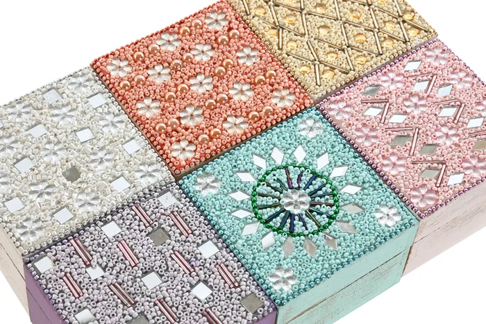 DKD Home Decor Joyero Indio Rosa Lila Set de 2 Piezas Materiales: Mango, Acrilico Dimensiones: 10 x 6.6 x 10 cm Surtido Multicolor (6 Unidades)