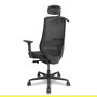 Silla de oficina Mardos con mecanismo Sincro/Traslack tapizada con Tela color Negro. Equipada con lumbar 1D, Brazos 2D, Cabecero 2D y Ruedas 65mm nailon