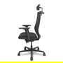 Silla de oficina Mardos con mecanismo Sincro/Traslack tapizada con Tela color Negro. Equipada con lumbar 1D, Brazos 2D, Cabecero 2D y Ruedas 65mm nailon