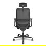 Silla de oficina Mardos con mecanismo Sincro/Traslack tapizada con Tela color Negro. Equipada con lumbar 1D, Brazos 2D, Cabecero 2D y Ruedas 65mm nailon