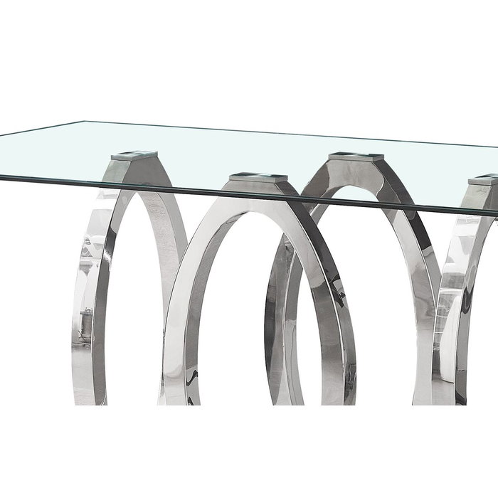 DKD Home Decor Mesa de Comedor de Acero y Cristal Templado 160x90x76