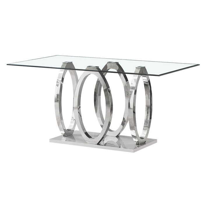DKD Home Decor Mesa de Comedor de Acero y Cristal Templado 160x90x76