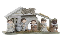 DKD Home Decor Nacimiento Terracota y Madera con LED Marrón