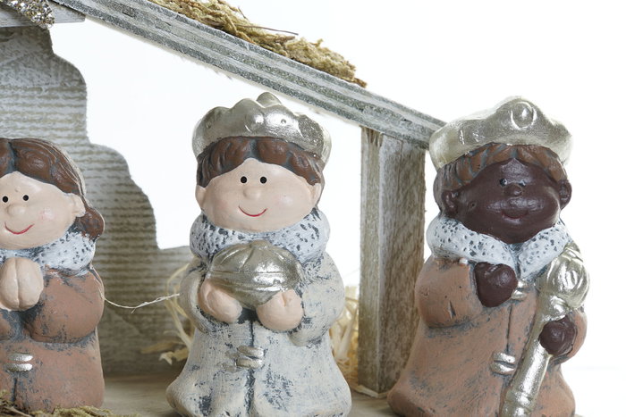 DKD Home Decor Nacimiento Terracota y Madera con LED Marrón DKD Home Decor Nacimiento Terracota y Madera con LED Marrón