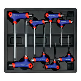 Workpro Llaves Allen Mango en T Cromo-Vanadio Ergonómico Antideslizante, 8 Piezas, 2-10 mm