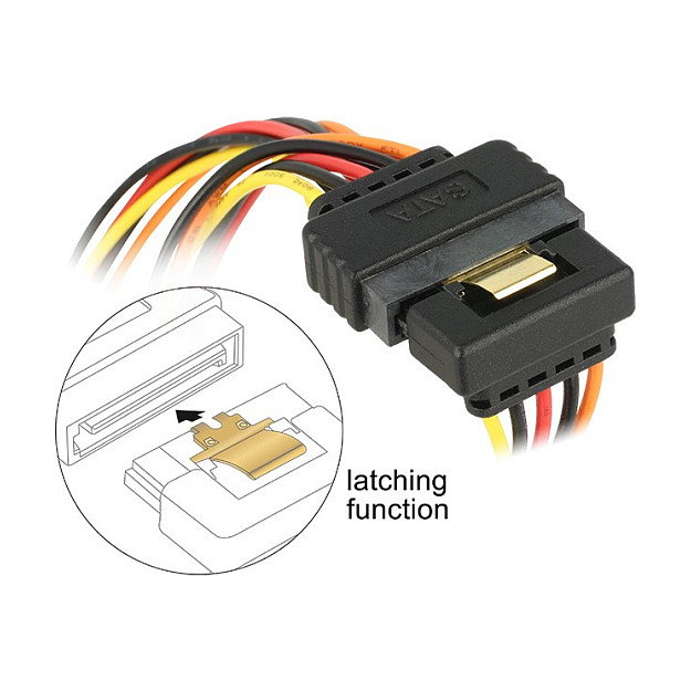 DeLOCK 60145 Cable de alimentación SATA de 15 pines a 2 x SATA de 15 pines, 15 cm