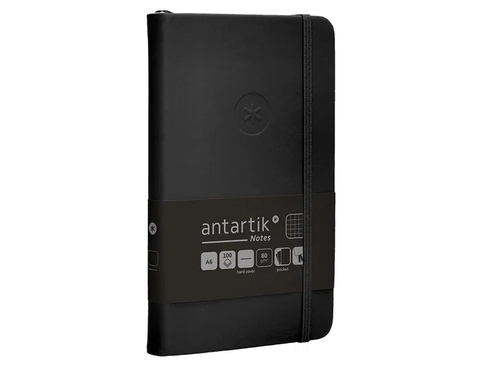 Antartik Cuaderno Tapa Dura A6 Hojas Cuadrícula Negro 100 Hojas 80 gr FSC Certificado