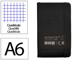 Antartik Cuaderno Tapa Dura A6 Hojas Cuadrícula Negro 100 Hojas 80 gr FSC Certificado