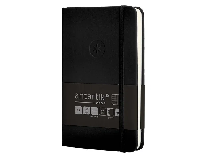 Antartik Cuaderno Tapa Dura A6 Hojas Cuadrícula Negro 100 Hojas 80 gr FSC Certificado
