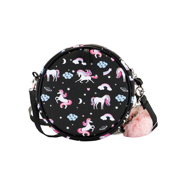 Oh My Pop Bolso Bandolera Redondo Unicorn Negro