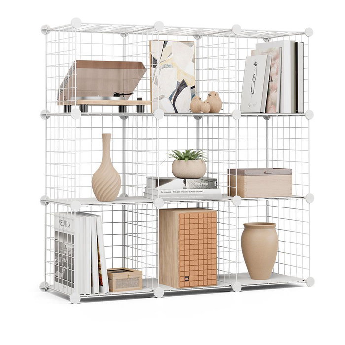 Newlux Estantería Modular Titan c9 Blanco Multifuncional Metálica 9 Módulos Carga Máxima 90 kg 94.5x94.5x31.5 cm