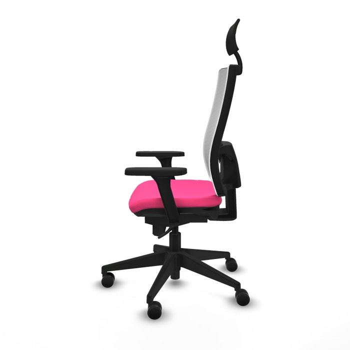 PIQUERAS Y CRESPO Silla de oficina Horna con mecanismo Sincro, Rosa y Blanco
