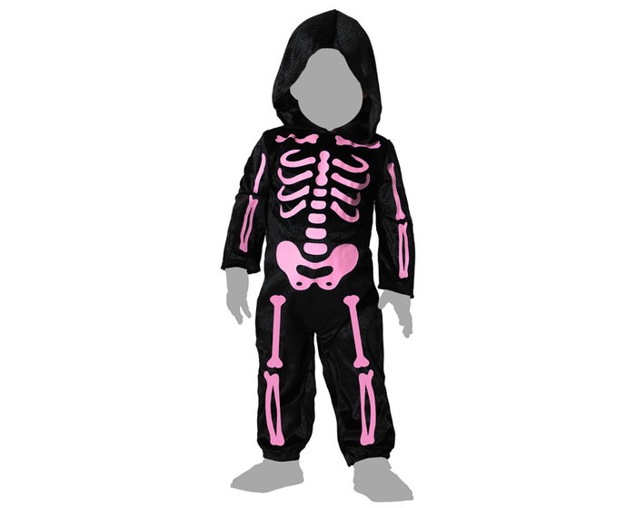 Disfraz Mono de Esqueleto Rosa con Capucha para Bebé Unisex 24 Meses, Tema Halloween, Halloween