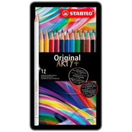 Stabilo Lápices de Colores Original ARTY+ con Surtido en Estuche de Metal de 12 Unidades