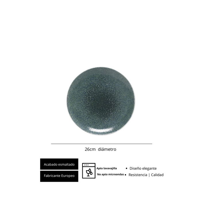 PORVASAL NATUR SEA Plato Llano para Vajilla, Decoración Marino, 26 cm de Diámetro (Set de 24)