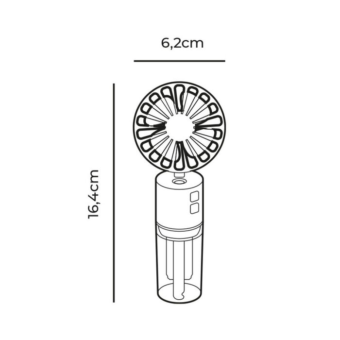 EDM Ventilador Nebulizador Recargable con USB-C, 4 Velocidades, 9.5h Autonomía, Depósito 20ml - Refresca y Humidifica - Colores Surtidos