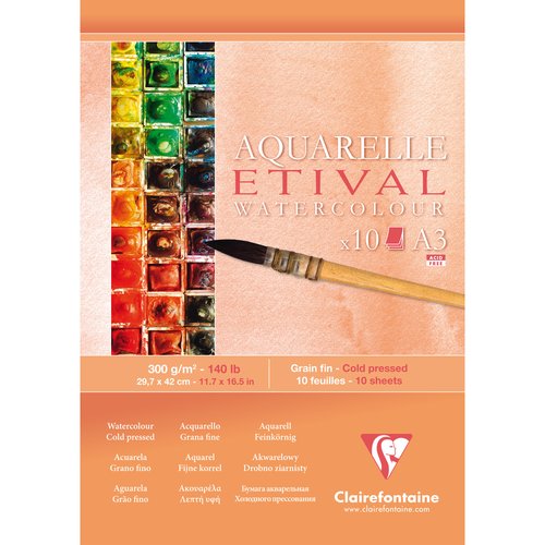 Bloc De Dibujo Clairefontaine Etival Acuarela Encolado Blanco Grano Fino A3 300G 10H (Set de 5) Bloc De Dibujo Clairefontaine Etival Acuarela Encolado Blanco Grano Fino A3 300G 10H (Set de 5)