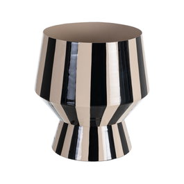 Jarrón Rayas Blanco-Negro Metal 21 X 21 X 21,50 cm