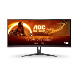 AOC CU34G2XE/BK Monitor Curvo de 34 Pulgadas WQHD 144 Hz Negro y Rojo