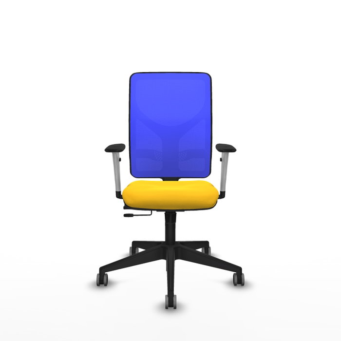 PIQUERAS Y CRESPO Silla de oficina Motilla con mecanismo Sincro/Traslack, Amarillo y Azul