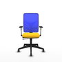 PIQUERAS Y CRESPO Silla de oficina Motilla con mecanismo Sincro/Traslack, Amarillo y Azul